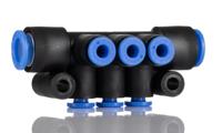 km11-04-08-6 SMC KM 6 Outlet Pneumatic Manifold Fitting Push In 8 mm Push In 4 mm