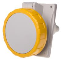 4183260 Scame IP66, IP67 Yellow Panel Mount 2P + E Heavy Duty Power Connector Socket, Rated At 32A, 110 V