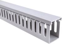 879-3731 RS PRO Grey Slotted Panel Trunking - Open Slot, W40 mm x D60mm, L1m, PVC