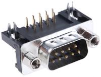 a-ds-09-akg-t2 ASSMANN WSW A-DS 9 Way Right Angle Through Hole D-sub Connector Plug, 2.77mm Pitch, with 4-40 UNC Screwlocks