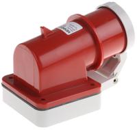 400 MENNEKES IP44 Red Panel Mount 3P + N + E Right Angle Industrial Power Plug, Rated At 16A,  V