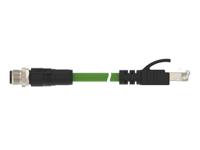 tcd14745101-002 TE ConnectivityTCD1474, 1m Cat5e, Green M12 to Male RJ45 Male Shielded, Terminated PUR Sheath
