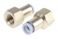 kq2f12-02a SMC KQ2 Series Straight Threaded Adaptor, G 1/4 Female to Push In 12 mm, Threaded-to-Tube Connection Style