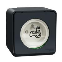 mur36010 Schneider Electric Mureva Styl Grey 1 Gang EV Charging Socket, 2 Poles, 16A, French 2P, Indoor, Outdoor Use