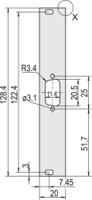 30118341 nVent SCHROFF 30118 Series Aluminium Front Panel, 128.4 x 19.98mm