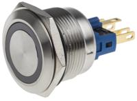 811-8562 RS PRO Illuminated Push Button Switch, Momentary, Panel Mount, 22mm Cutout, SPDT, Yellow LED, 250V ac, IP65, IP67