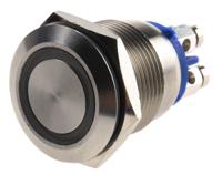 mpi002tebl24 Bulgin MPI002 Series Illuminated Push Button Switch, Momentary, Panel Mount, 19.2mm Cutout, SPST, Blue LED, 24V dc, IP66