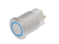 av12f10e724q04 TE Connectivity AV 12 Series Illuminated Push Button Switch, Momentary, Screw Mount, 12mm Cutout, SPST, Blue LED, 24V,