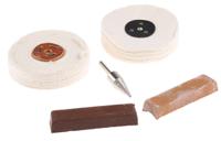 901-0618 RS PRO 2x 115g Plastic Polishing Kit Containing 100 mm x 2-Section Stitched Hard Buff, 100 mm x 50 mm Loose Fold Soft