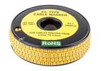 812-0865 RS PRO Slide On Cable Markers, Black on Yellow, Pre-printed "I", 3 → 4.2mm Cable