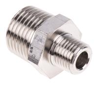 0900-13-21 Legris LF3000 Series Straight Threaded Adaptor, R 1/4 Male to R 1/2 Male, Threaded Connection Style