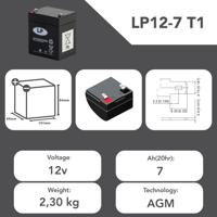 nsa-lp12-7-t1 Landport Batteries 12V T1 Lead Acid Battery, 7Ah