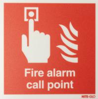 146-360 Polypropylene Fire Safety Sign, Fire Alarm Call Point With English Text Self-Adhesive