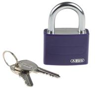 49937-t65al40-liliac-ka-6401 ABUS Key Weatherproof Aluminium, Steel Safety Padlock, Keyed Alike, 6.5mm Shackle, 43mm Body