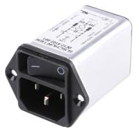 dc124102001 Schurter 6A, 250 V ac Male Panel Mount Filtered IEC Connector DC12.4102.001