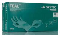 skyteal Skytec TEAL Green Powder-Free Nitrile Disposable Gloves, Size M, 100 per Pack