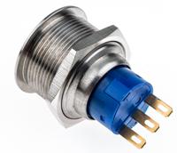 175-9333 RS PRO Push Button Switch, Momentary, Panel Mount, 22.2mm Cutout, SPDT, 250V ac, IP67