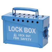 metal-lock-box-13-lock-blue Brady 13 Padlock Lockout Station