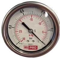 179-994 RS PRO BSP 1/4 Analogue Pressure Gauge 0bar Bottom Entry 63mm Outside Diameter