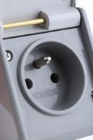 5ub4741 Siemens DELTA Grey 1 Gang Plug Socket, 10A, Type E - French, Outdoor Use