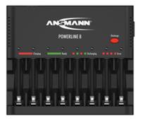 1001-0006-01 Ansmann Powerline 8 Traveller Battery Charger For NiCd, NiMH AA, AAA 8 Cell with Worldwide plug