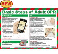181-1482 Basic Steps of Adult CPR (Resuscitation) Safety Poster, Semi Rigid Laminate, English, 420 mm, 300mm