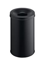 330701 Durable Waste Basket Safe Round 60L Black Flip Steel Waste Bin