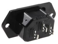 61003100 Schurter C14 Panel Mount IEC Connector Male, 15A, 250 V