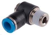 qslv-14-8-i Festo QS Series Elbow Threaded Adaptor, R 1/4 Male to Push In 8 mm, Threaded-to-Tube Connection Style, 153100