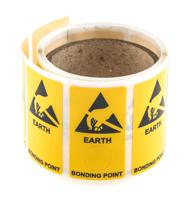 364-3622 RS PRO Yellow Vinyl ESD Label, Earth Bonding Point-Text 300 mm x 150mm