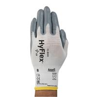 11800060 Ansell HyFlex 11-800 White Nylon Work Gloves, Size 6, Nitrile Foam Coating