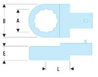 1212 Facom Spanner Head, 12 mm, 9 x 12mm Insert