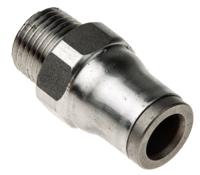 3805-06-11 Legris LF3800 Series Straight Threaded Adaptor, NPT 1/8 Male to Push In 6 mm, Threaded-to-Tube Connection Style