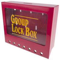 metal-wall-lock-box-small Brady Red 7-Lock Powder Coated Steel Group Lockout & Permit Control