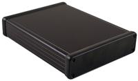 1455t2202bk Hammond 1455 Series Black Aluminium Enclosure, IP54, Flanged, Black Lid, 220 x 165 x 52mm