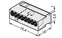 243-308 WAGO 243 MICRO PUSH WIRE Series Junction Box Connector, 8-Way, 6A, 22 → 20 AWG Wire, Push In Termination