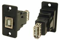 218-8305 RS PRO Straight, Panel Mount, Socket to Socket- Dual Port Type B to A 2.0 USB Connector