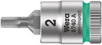 05003331001 Wera 1/4 in Drive Bit Socket, Hex Bit, 2.5mm, 28mm Overall Length