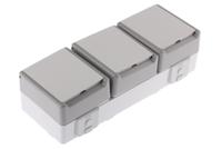 5ub4731 Siemens DELTA Grey 3 Gang Plug Socket, 16A, Type F - German Schuko, Outdoor Use