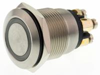 mpi002termd1 Bulgin MPI002 Series Illuminated Push Button Switch, Momentary, Panel Mount, 19.2mm Cutout, SPST, Red/Green LED, 24V