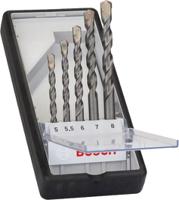 2607010526 Bosch 5-Piece Twist Drill Bit Set for Masonry, 8mm Max, 5mm Min, Carbide Tipped Bits