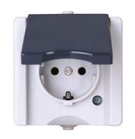 947456005 Kopp proAQA Grey 1 Gang Plug Socket, 2 Poles, 16A, Type F - German Schuko, Outdoor Use