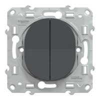 s340285 Schneider Electric Anthracite Push Button Light Switch, 2 Way, 2 Gang, Ovalis