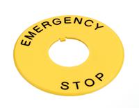 hwav-27-y Idec Nameplate for Use with XW Series 40 mm Operator Emergency Stop Switches, Emergency Stop