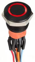 av9622f1020870k APEM Illuminated Push Button Switch, Momentary, Panel Mount, 19.2mm Cutout, DPDT, Red LED, 30V dc, IP67