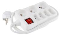 845-6726 RS PRO 1.5m 7 Socket Type C - Europe, Type F - German Schuko Extension Lead, 250 V
