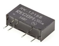 rk-1215s Recom RK DC-DC Converter, 15V dc/ 66mA Output, 10.8 → 13.2 V dc Input, 1W, Through Hole, +90°C Max Temp -40°C