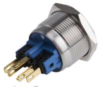 811-8556 RS PRO Illuminated Push Button Switch, Momentary, Panel Mount, 22mm Cutout, SPDT, White LED, 250V ac, IP65, IP67