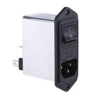 fn282-2-06 Schaffner 2A, 250 V ac Male Panel Mount IEC Filter 2 Pole FN282-2-06, Faston 2 Fuse
