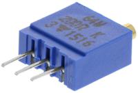 m64w201kb40 Vishay 64W Series 19 (Electrical), 22 (Mechanical)-Turn Through Hole Trimmer Resistor with Pin Terminations, 200Ω ±10%